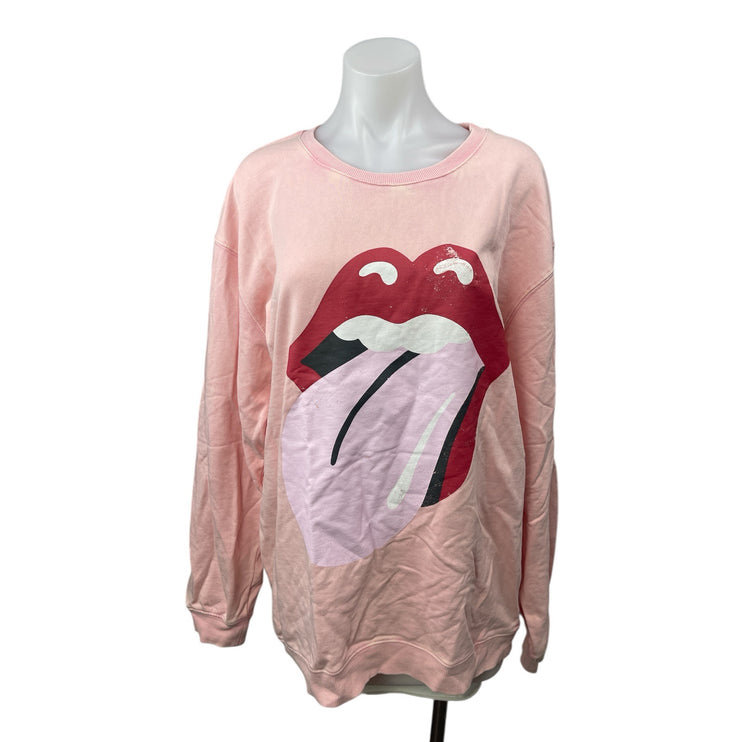 The Rolling Stones Women's Pink Orange Long Sleeve Graphic Sweatshirt Top Size S