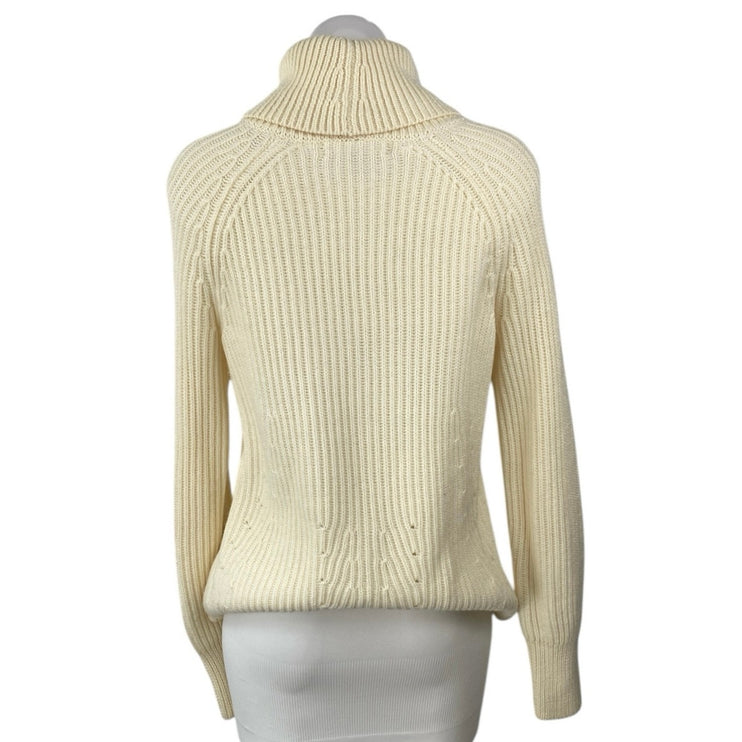 Banana Republic Cream Merino Wool Turtleneck Long Sleeve Knit Sweater Top Size S
