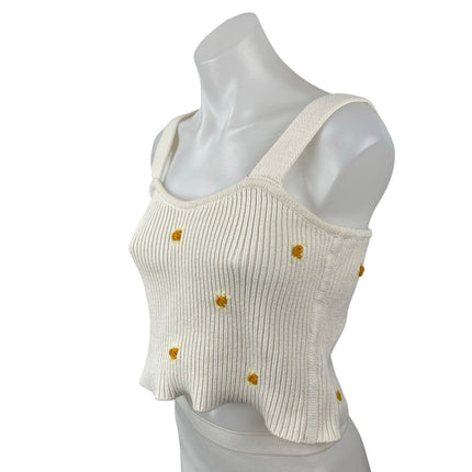 Find Me Now Women's Crochet Floral Embroidered Sleeveless Crop Cami Tank Top S/M