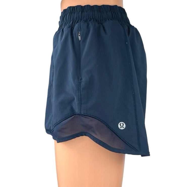 Lululemon Women's Blue High Waist Mesh Trim Running Athletic Shorts Size 10