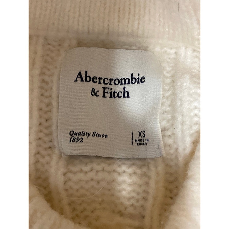 Abercrombie & Fitch Women's White Cable Knit Crewneck Long Sleeve Sweater Top XS