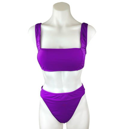 Agua De Coco Puple Square Neck Two Piece Beach Swimsuit Swimwear Bikini Set M