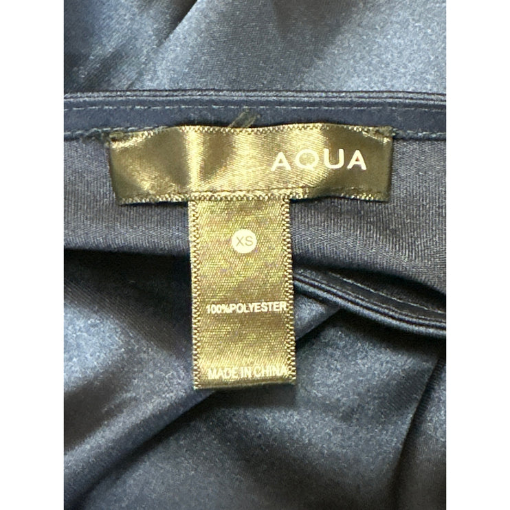 Aqua Women's Blue Silky Satin Sleeveless Cami Camisole Ruched Tie Tank Top Sz XS