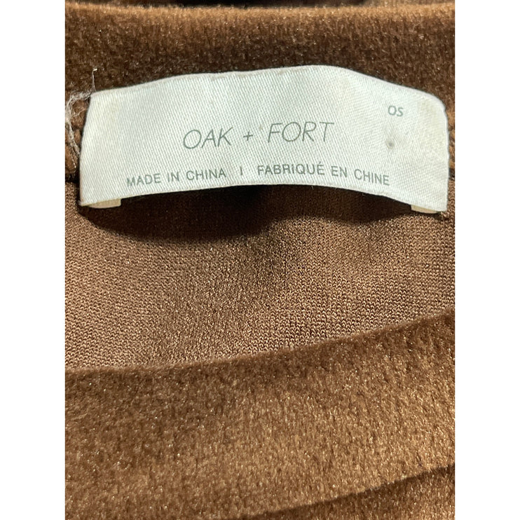 Oak + Fort Brown Velvet Velour Crew Neck Short Sleeve Basic Tee T-Shirt Top OS