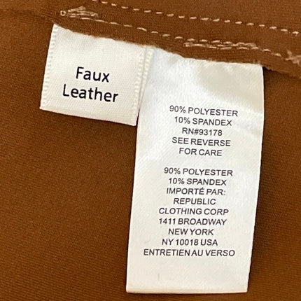 Tahari Women's Cognac Brown Faux Leather Vegan Cropped Moto Coat Jacket Size M