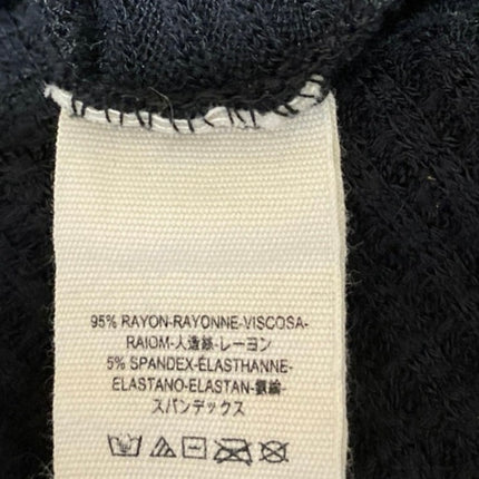 Free People Black Long Sleeve Waffle Knit Thermal Scoop Neck Sweater Top Size M