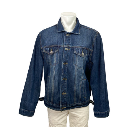 Carbon Men's Blue Long Sleeve Button Down Trucker Denim Jean Jacket Size XL