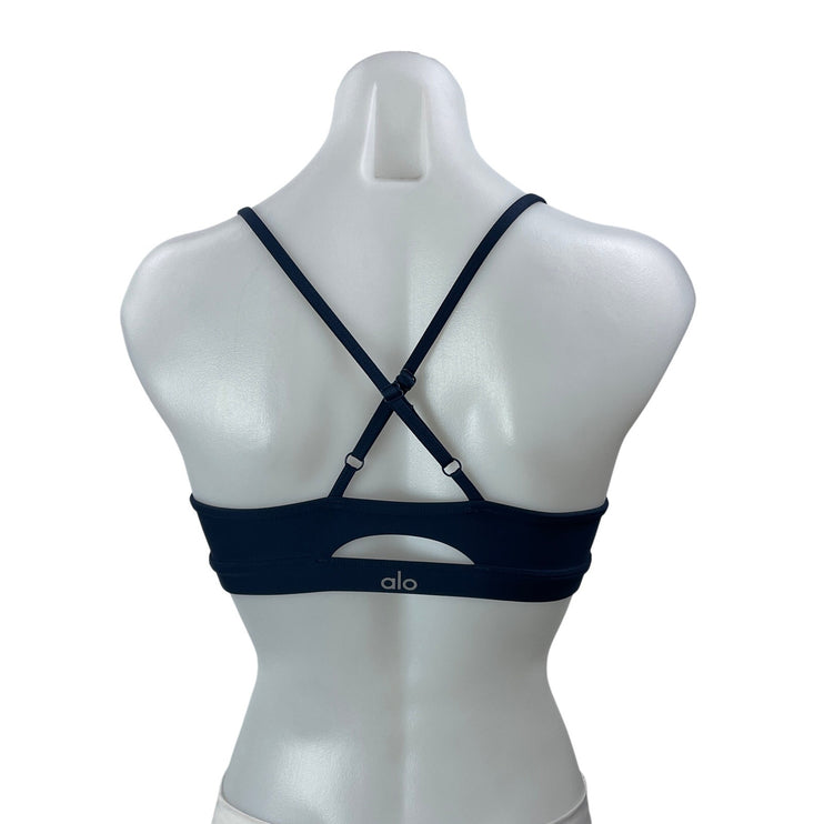 Alo Yoga Women's Navy Blue Crossback Workout Athletic Sports Bra Crop Top XS