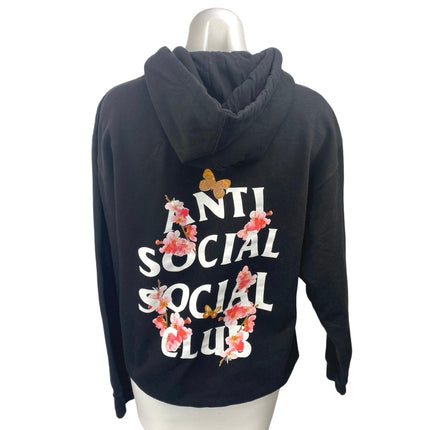 Anti Social Social Club Kkoch Black Logo Floral Graphic Hoodie Sweatshirt Top M