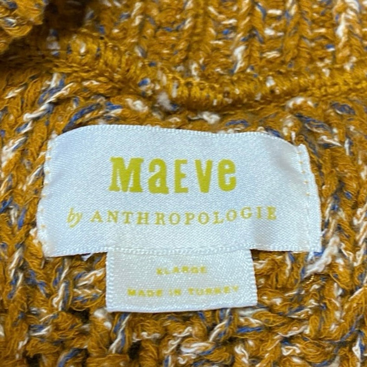 Anthropologie Maeve Yellow Knit Short Sleeve Oversized Cardigan Sweater Vest XL