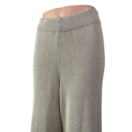 Zara Women's Beige Knit High Waisted Wide Leg Flare Trousers Lounge Pants Size S