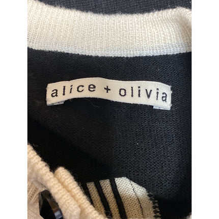 Alice + Olivia 100% Wool Silk Tuxedo Long Sleeve Button Cardigan Sweater Top S