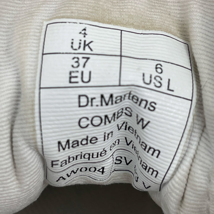 Dr. Martens Airwair Combs White Round Toe Lace-Up Platform Combat Boots Size 6