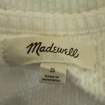 Madewell Women's White Textured Short Sleeve Button Shoulder Blouse Top Size S