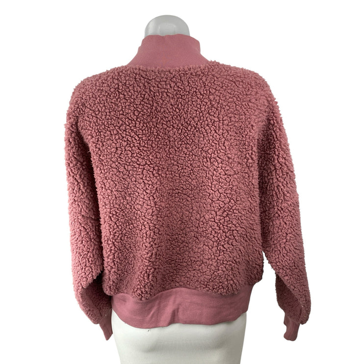 Askya Women's Pink Sherpa Fleece Faux Fur Long Sleeve Sweater Sweatshirt Top S