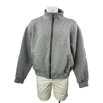 Black Icon Men's Heather Gray Full Zip Sweatshirt Bomber Coat Jacket Size XL