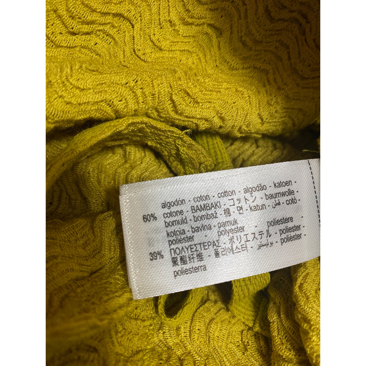 NEW Zara Women's Yellow Textured Boat Neck Long Sleeve Boxy Blouse Top Size S