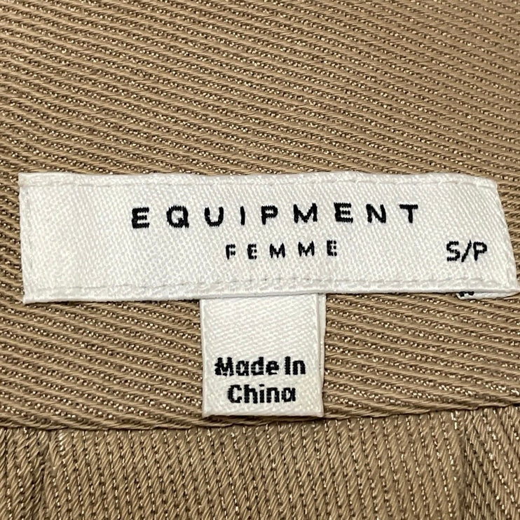 Equipment Beige Long Sleeves Belted Pocket Utility Overalls Romper Jumpsuit SP