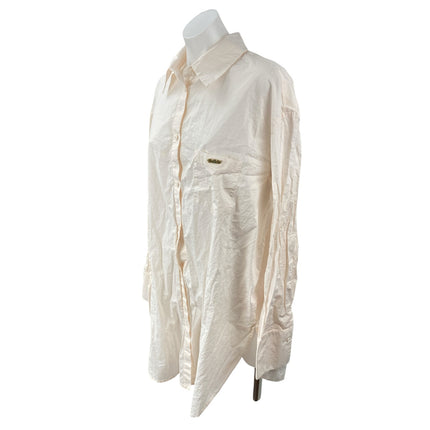 Selkie Women's Light Pink Long Sleeve Pocket Button Down Tunic Shirt Top Size L