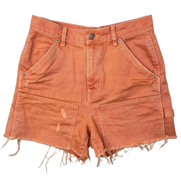 Urban Outfitters BDG Women's Orange High Rise Cut Off Carpenter Shorts Size 28