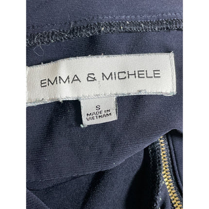 Emma & Michelle Navy Blue Long Sleeve Zip Pocket Tie Waist Mini Shirt Dress Sz S