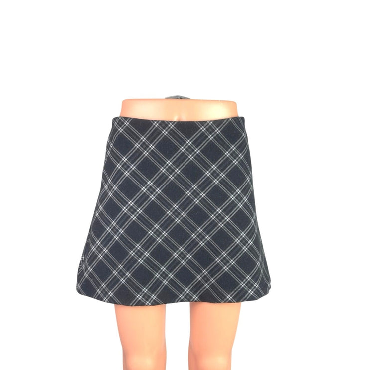 Princess Polly Black Plaid Tartan Flannel Zip High Waist A Line Mini Skirt Sz 4