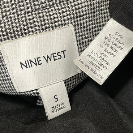 Nine West Women's Gray White Houndstooth Single Breasted Blazer Coat Jacket Sz S