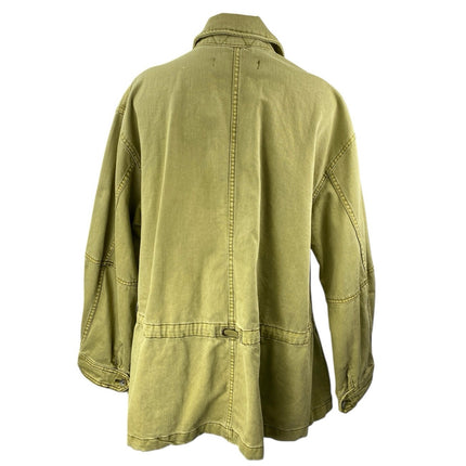 Free People Seize The Day Women's Green Zip Military Army Utility Coat Jacket M