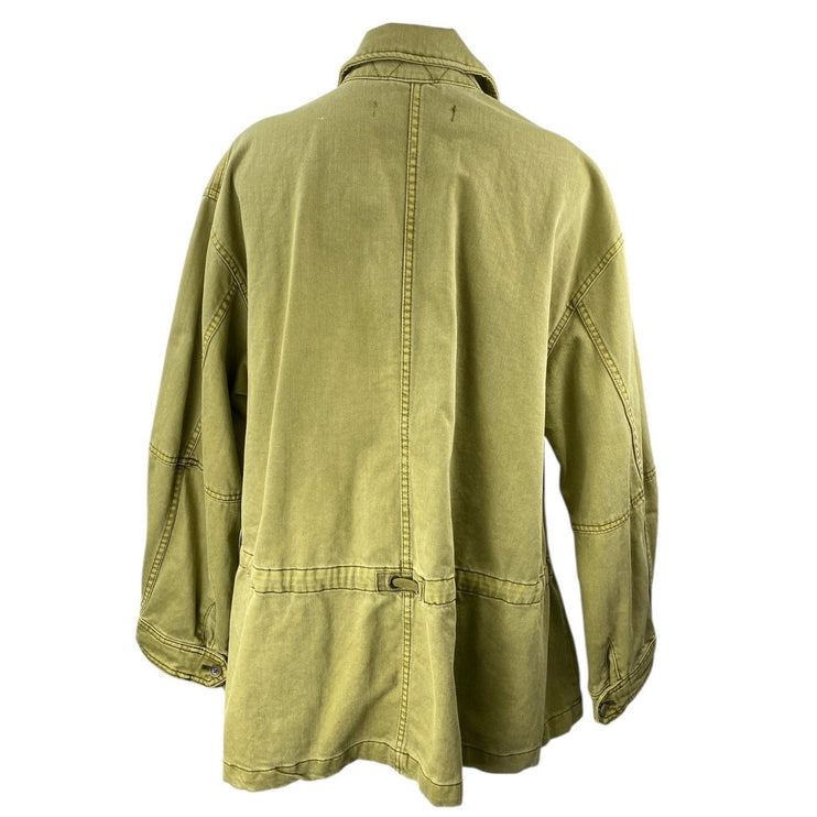 Free People Seize The Day Women's Green Zip Military Army Utility Coat Jacket M