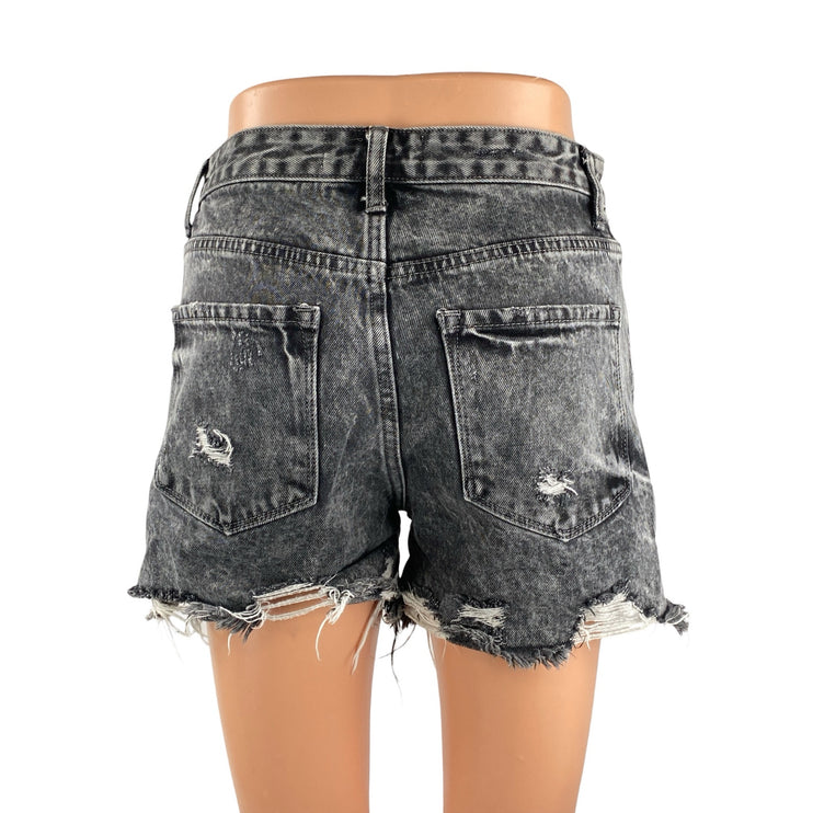 Vervet Womens Gray Distressed Ripped Raw Frayed Hem Cutoff Mom Denim Shorts Sz S