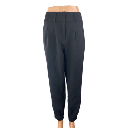 Bar III Women's Black Pleated High Rise Cropped Tapered Trousers Dress Pants 6