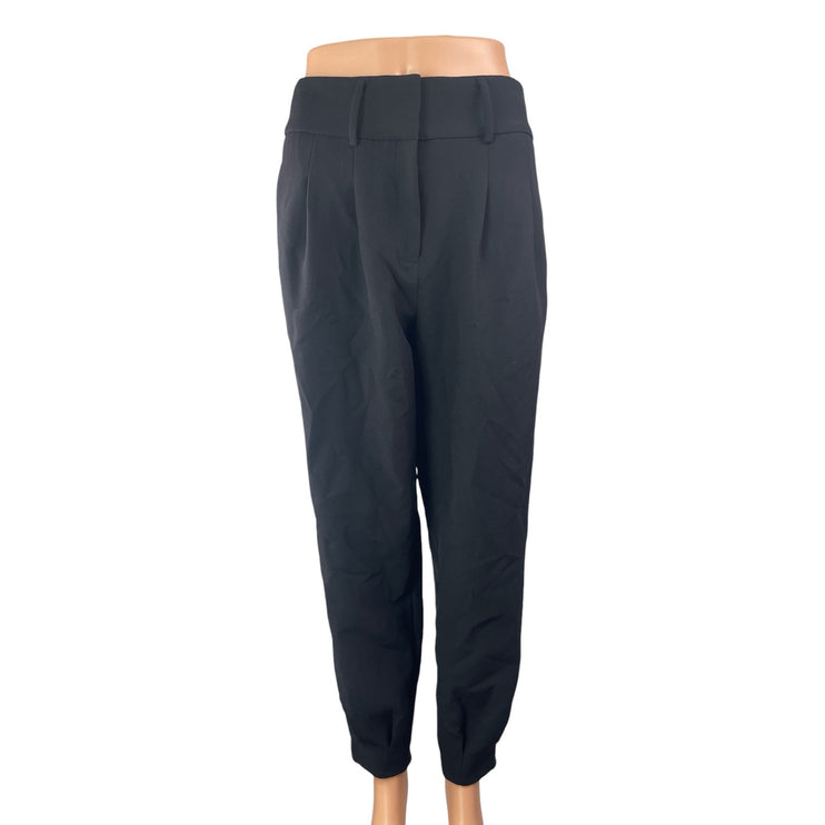 Bar III Women's Black Pleated High Rise Cropped Tapered Trousers Dress Pants 6
