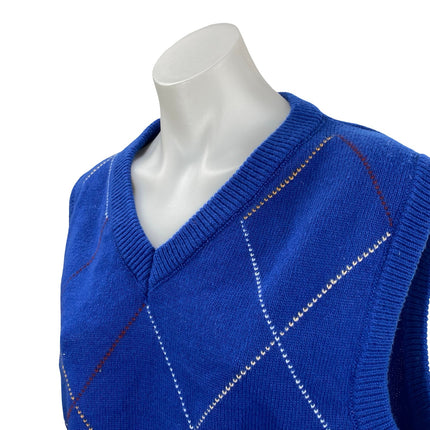 NEW Forever 21 Blue Argyle Knit Sleeveless V Neck Cropped Sweater Vest Top Sz S