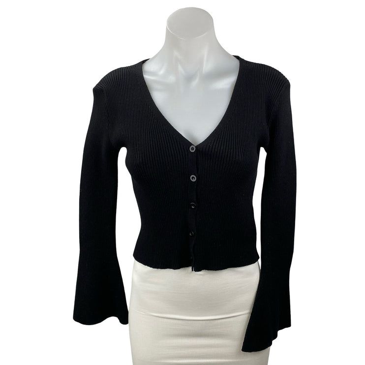 Princess Polly Take My Time Women's Wool Button Up Crop Cardigan Sweater Top S/M