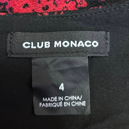 Club Monaco Esquinah Black Red Floral Short Sleeve Ruched Mini Wrap Dress Size 4