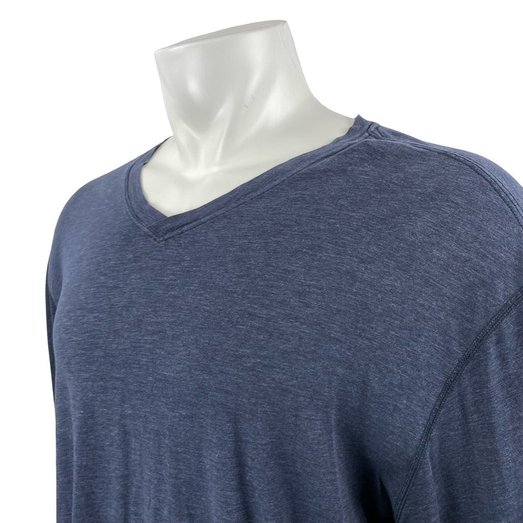 Lululemon Men's Blue V Neck Long Sleeve Sweater Sweatshirt Tee T-Shirt Top Sz XL