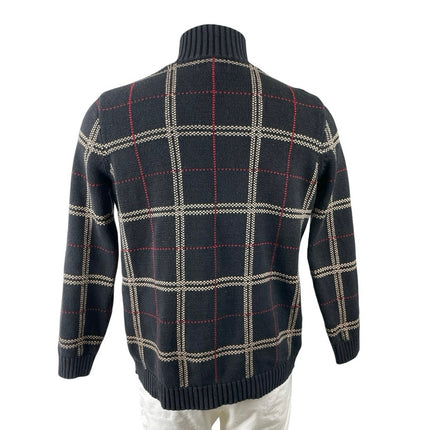 Lauren Ralph Lauren Men's Black Plaid 1/4 Zip Turtleneck Knit Sweater Top Size L