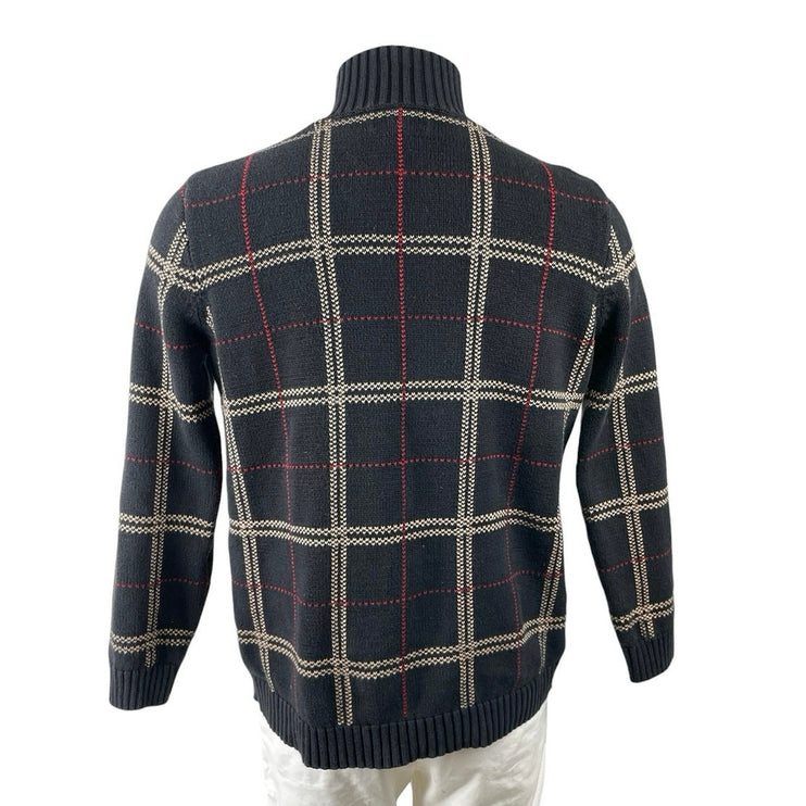 Lauren Ralph Lauren Men's Black Plaid 1/4 Zip Turtleneck Knit Sweater Top Size L
