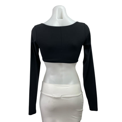 Gymshark Women's Twist Front Long Sleeve Ruched Workout Sports Bra Crop Top Sz S