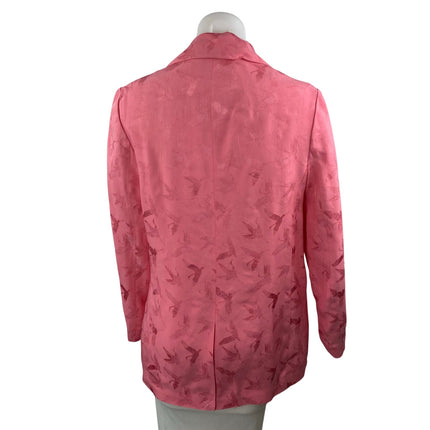 Maje Womens Pink Bird Jacquard Long Sleeve Notch Lapel Blazer Coat Jacket Size 6