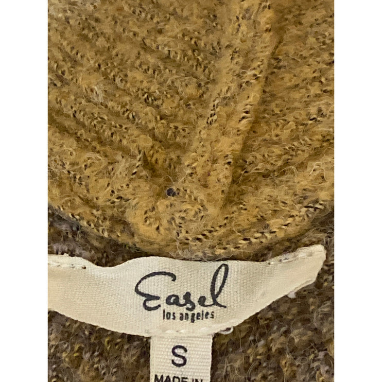Easel Women's Tan Cheetah Leopard Animal Print Open Cardigan Sweater Top Size S