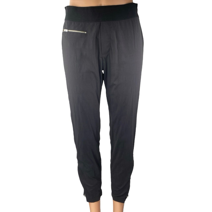 Athleta Women's Black Elastic Waist Ankle Zip Tapered Activewear Sweatpants Sz 4