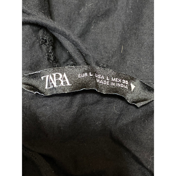 Zara Women's Black Eyelet Embroidered Sleeveless Cami Camisole Mini Tank Dress L