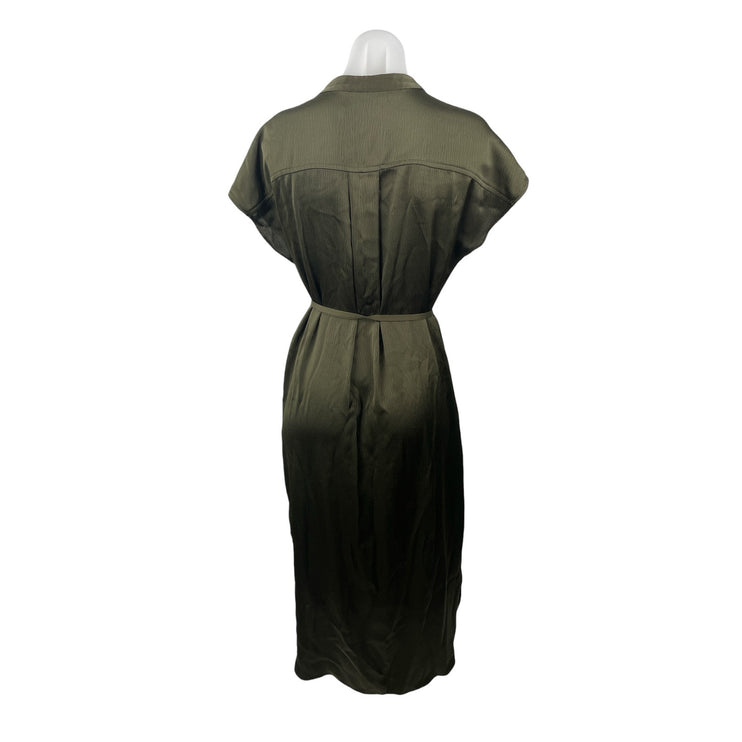 Banana Republic Women's Green Drop Short Sleeve Tie Waist Midi Shirt Dress XS