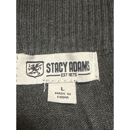 Stacy Adams Men's Gray Plaid 1/4 Zip Turtleneck Knit Long Sleeve Sweater Top L