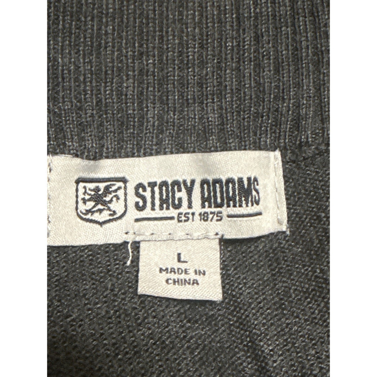 Stacy Adams Men's Gray Plaid 1/4 Zip Turtleneck Knit Long Sleeve Sweater Top L