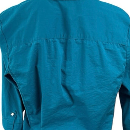 East5th Secretly Slender Womens Collared 3/4 Sleeve Button Up Shirt Blouse Top M