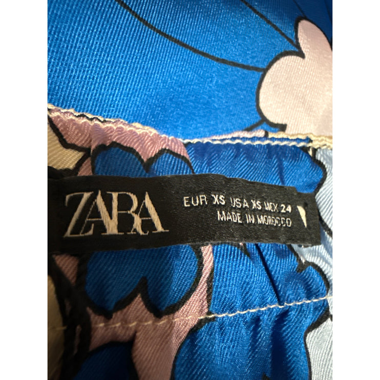NEW Zara Multicolor Silky Satin Floral Sleeveless Strapless Tube Tank Dress XS