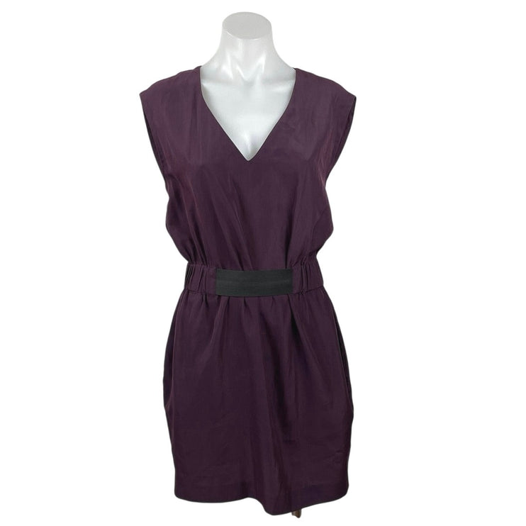 RACHEL Rachel Roy Purple Sleeveless V Neck Elastic Waist Blouson Mini Dress Sz 2