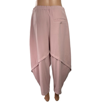 Roucha Pink Elastic Waist Tapered Wide Leg Baggy Drop-crotch Trousers Pants Sz M